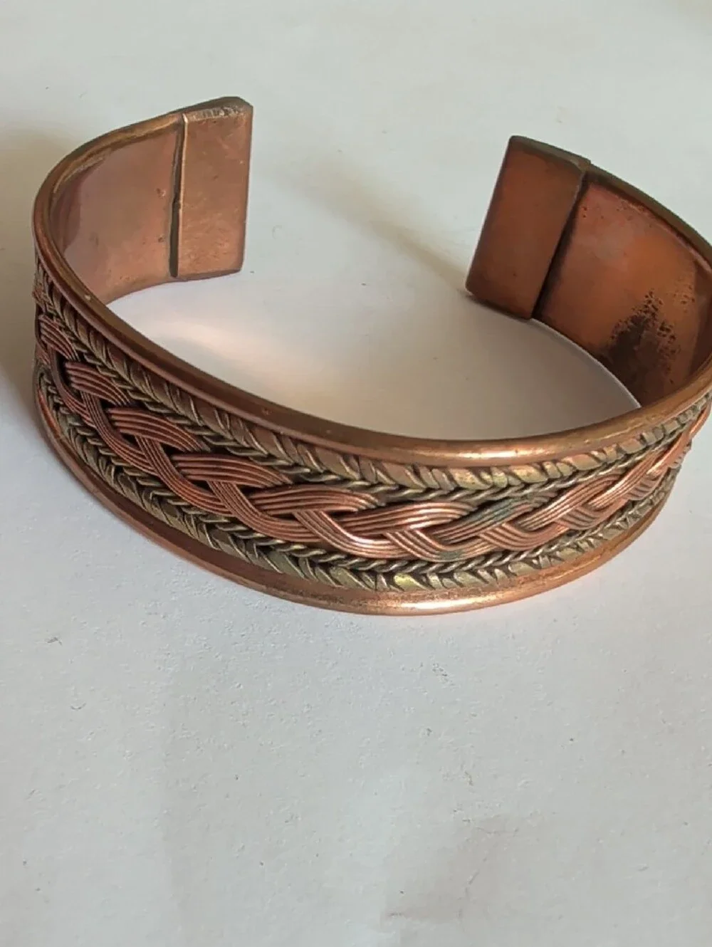 Handwoven Copper Braided Cuff Bracelet - Men's Accessory